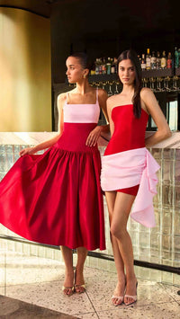 Elliatt June Strapless Mini Dress in Red & Pink