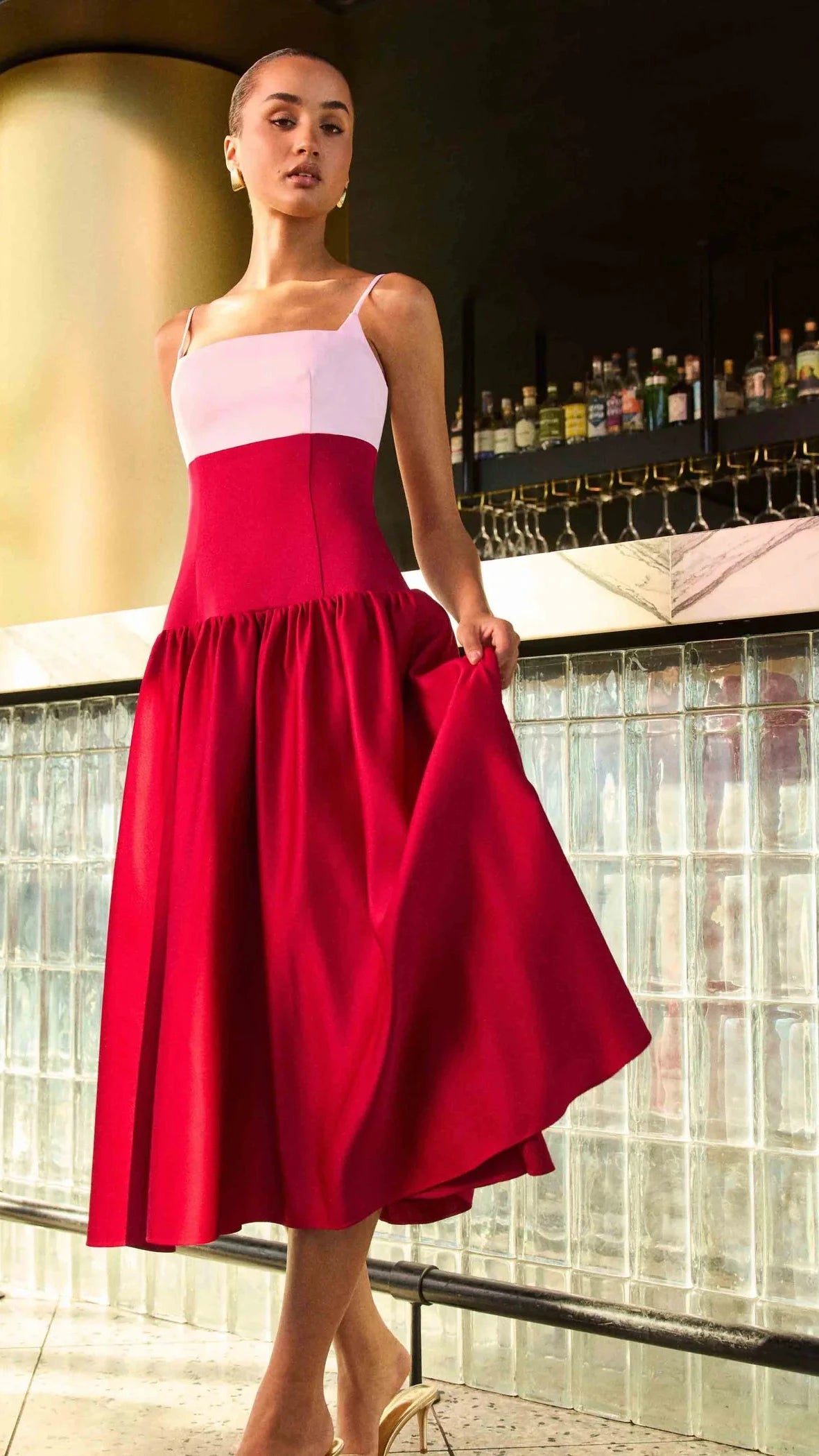 Elliatt June A-Line Gown in Pink & Red