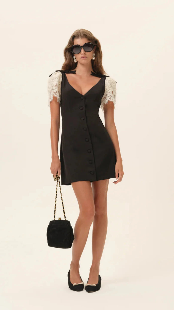 For Love & Lemons Locket Mini Dress in Black