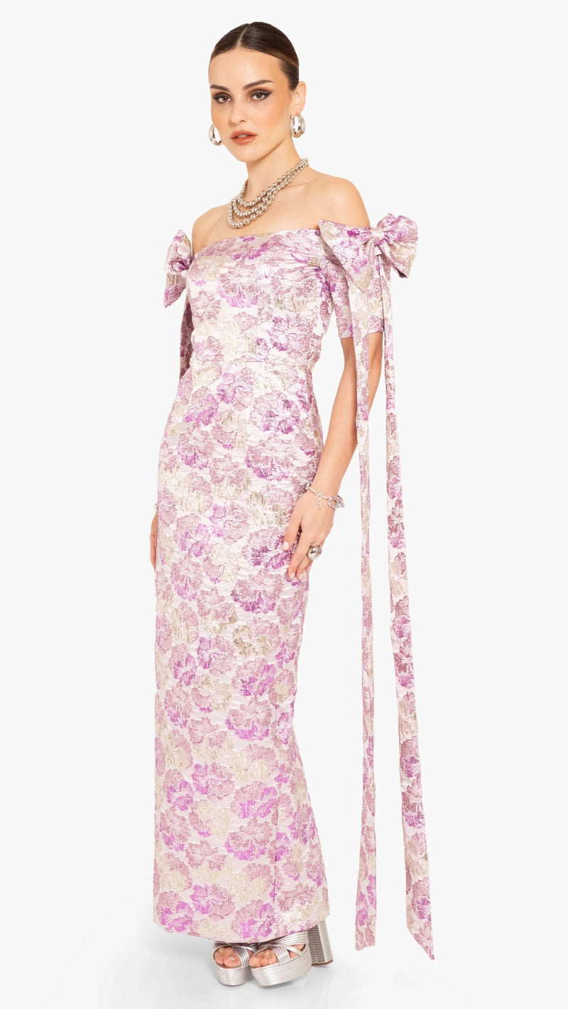 Black Halo Paisley Gown in Glowing Amethyst