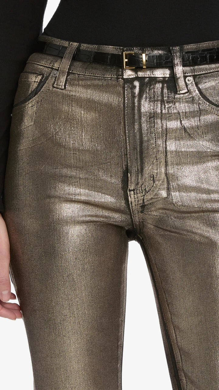 Frame Reboot Coated Denim in Champagne