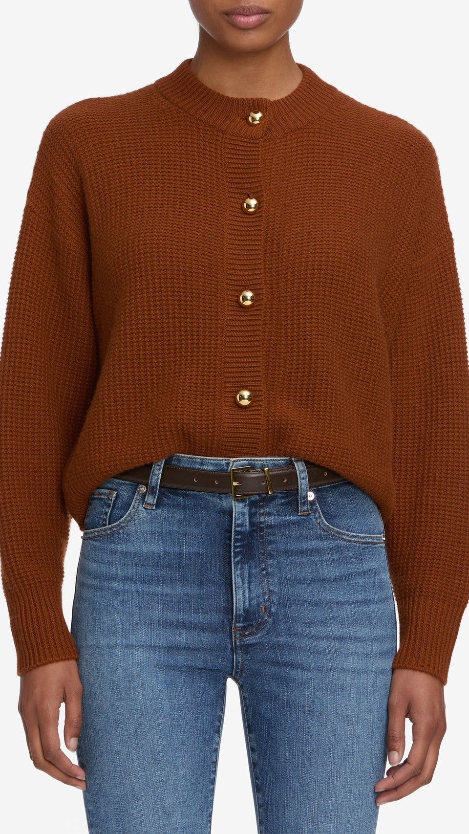 Frame The Femme Cardigan in Rust