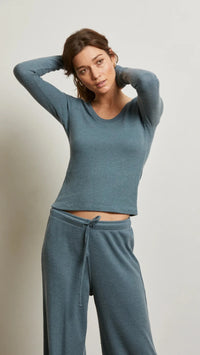 Perfect White Tee Esme Waffle Long Sleeve in Slate