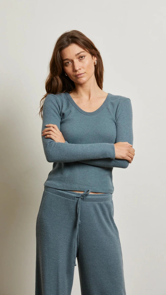 Perfect White Tee Esme Waffle Long Sleeve in Slate