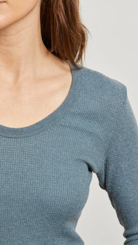 Perfect White Tee Esme Waffle Long Sleeve in Slate