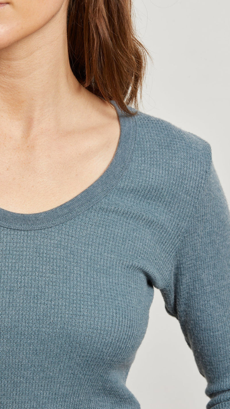 Perfect White Tee Esme Waffle Long Sleeve in Slate