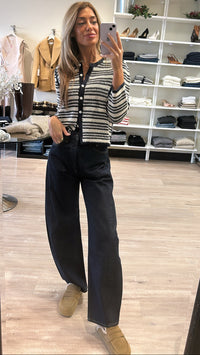 Nation LTD Courtney Crochet Cardigan in Seascape Stripe