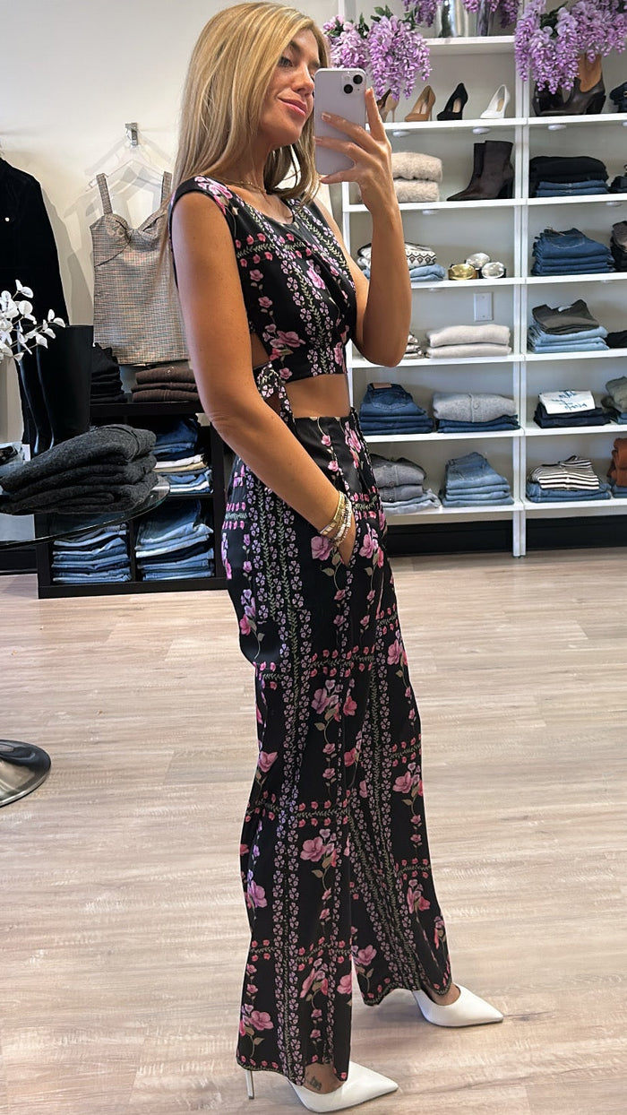 Misa Olena Satin Top in Midnight Lattice