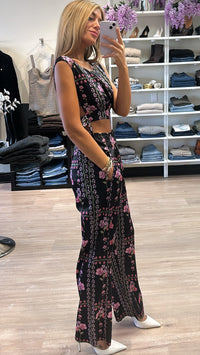 Misa Rita Satin Pant in Midnight Lattice