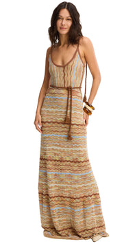 Allison New York Azari Knit Maxi Dress in Brown Zebra