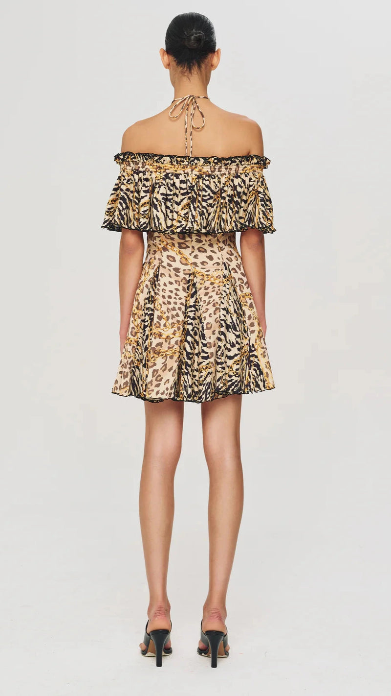 Ronny Kobo Esmi Mini Dress in Mixed Zebra Cheetah Print