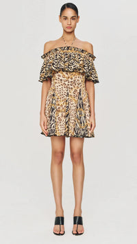 Ronny Kobo Esmi Mini Dress in Mixed Zebra Cheetah Print