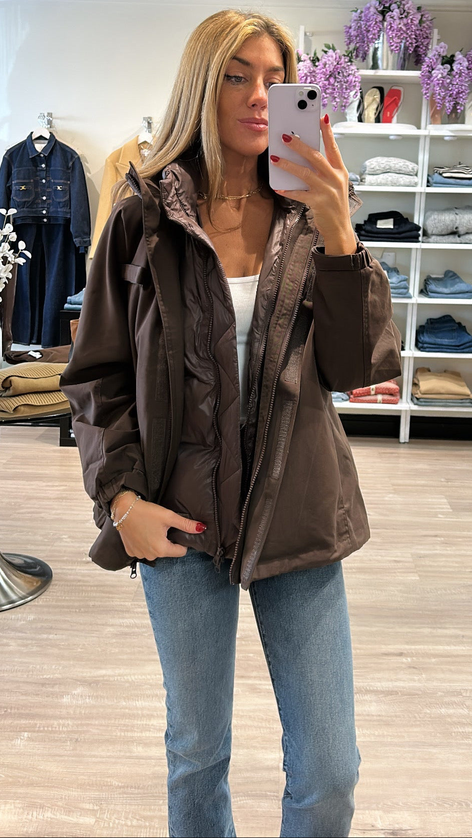 Line and Dot Forest Anorak Jacket in Choco