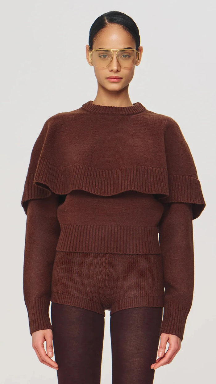 Ronny Kobo Evian Knit Sweater in Brown