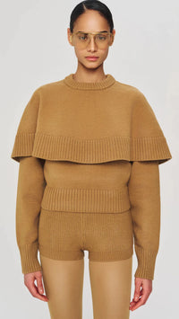 Ronny Kobo Evian Knit Sweater in Camel