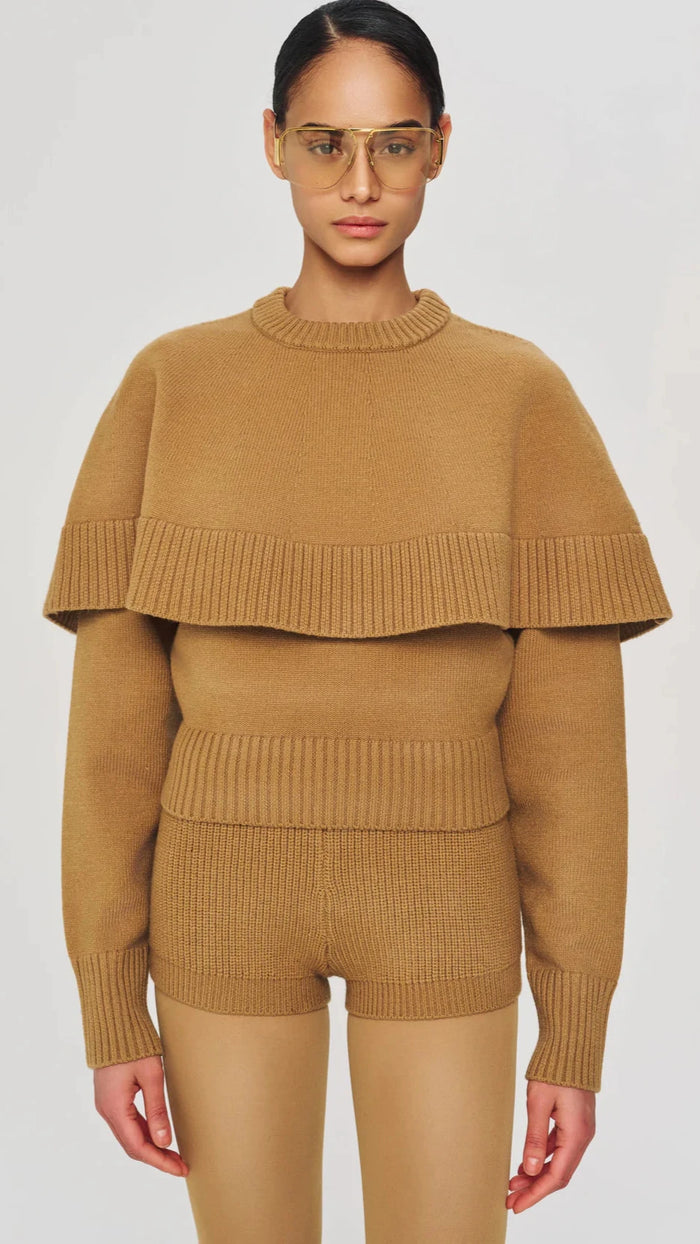 Ronny Kobo Evian Knit Sweater in Camel