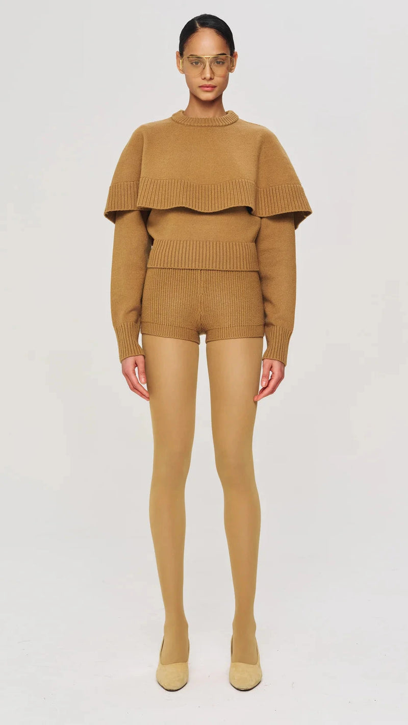 Ronny Kobo Evian Knit Sweater in Camel