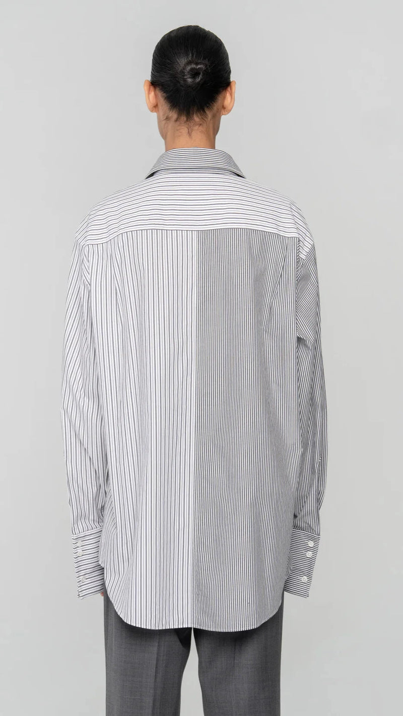 Ronny Kobo Harly Button Down Shirt in Charcoal Ivory