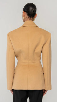 Ronny Kobo Calla Short Wool Coat in Camel