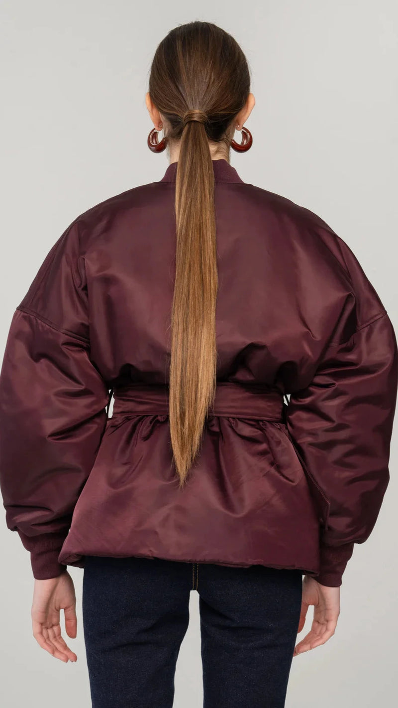 Ronny Kobo Norell Belted Jacket in Cabernet
