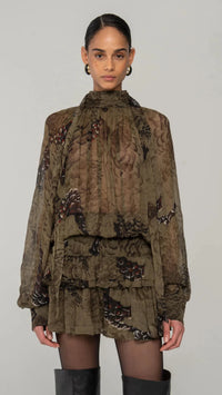 Ronny Kobo Tonchi Mini Dress in Jade Camo