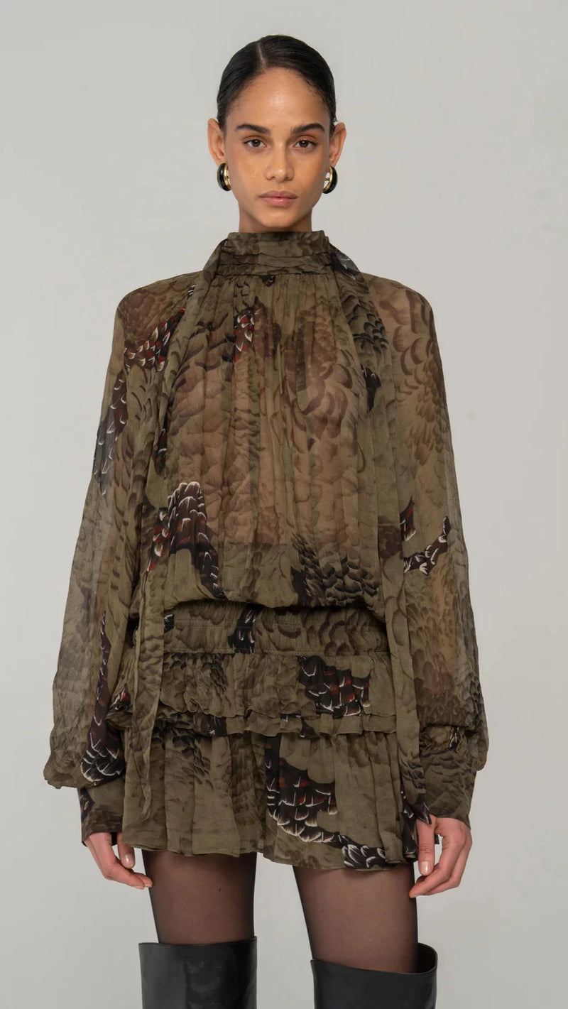 Ronny Kobo Tonchi Mini Dress in Jade Camo