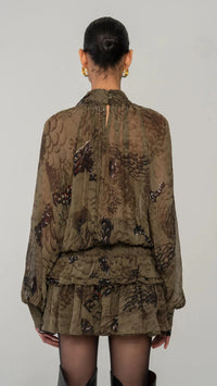 Ronny Kobo Tonchi Mini Dress in Jade Camo