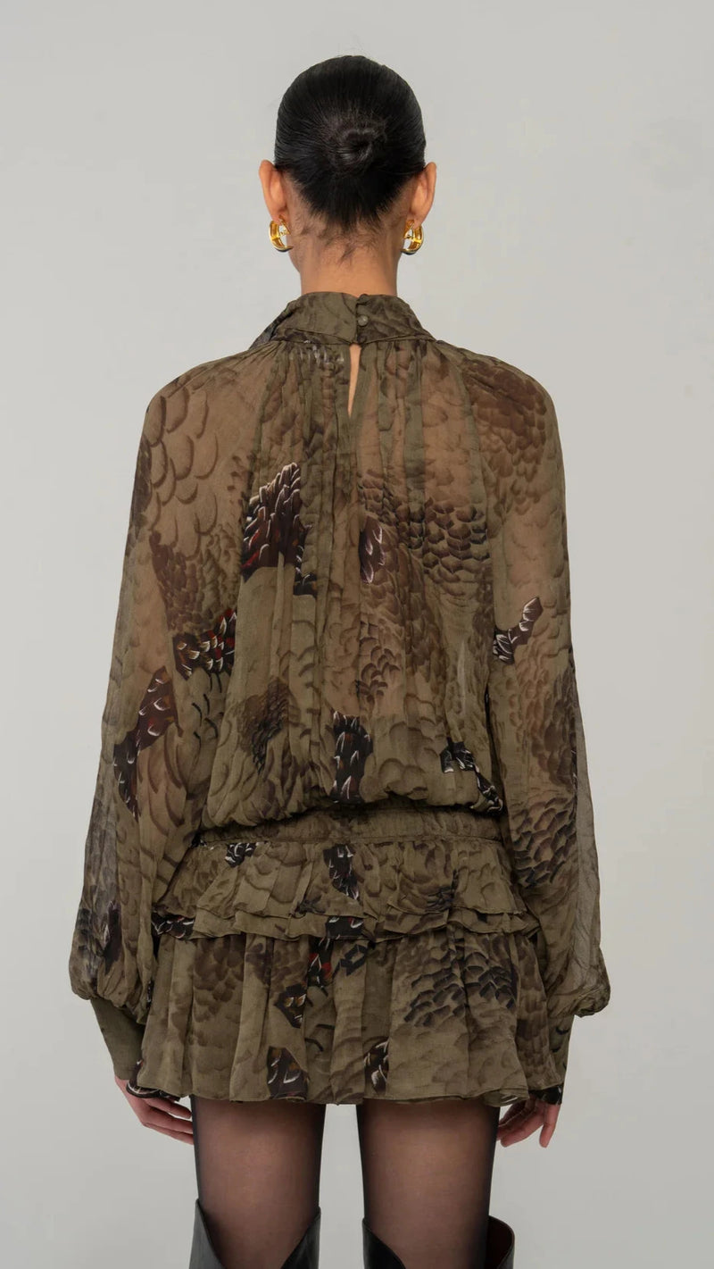 Ronny Kobo Tonchi Mini Dress in Jade Camo