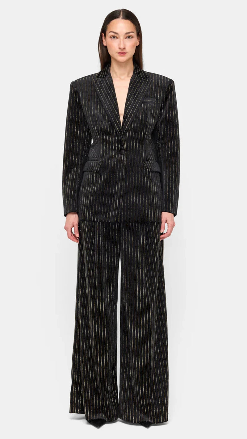 Ronny Kobo Dayna Velvet Crystal Pant in Black