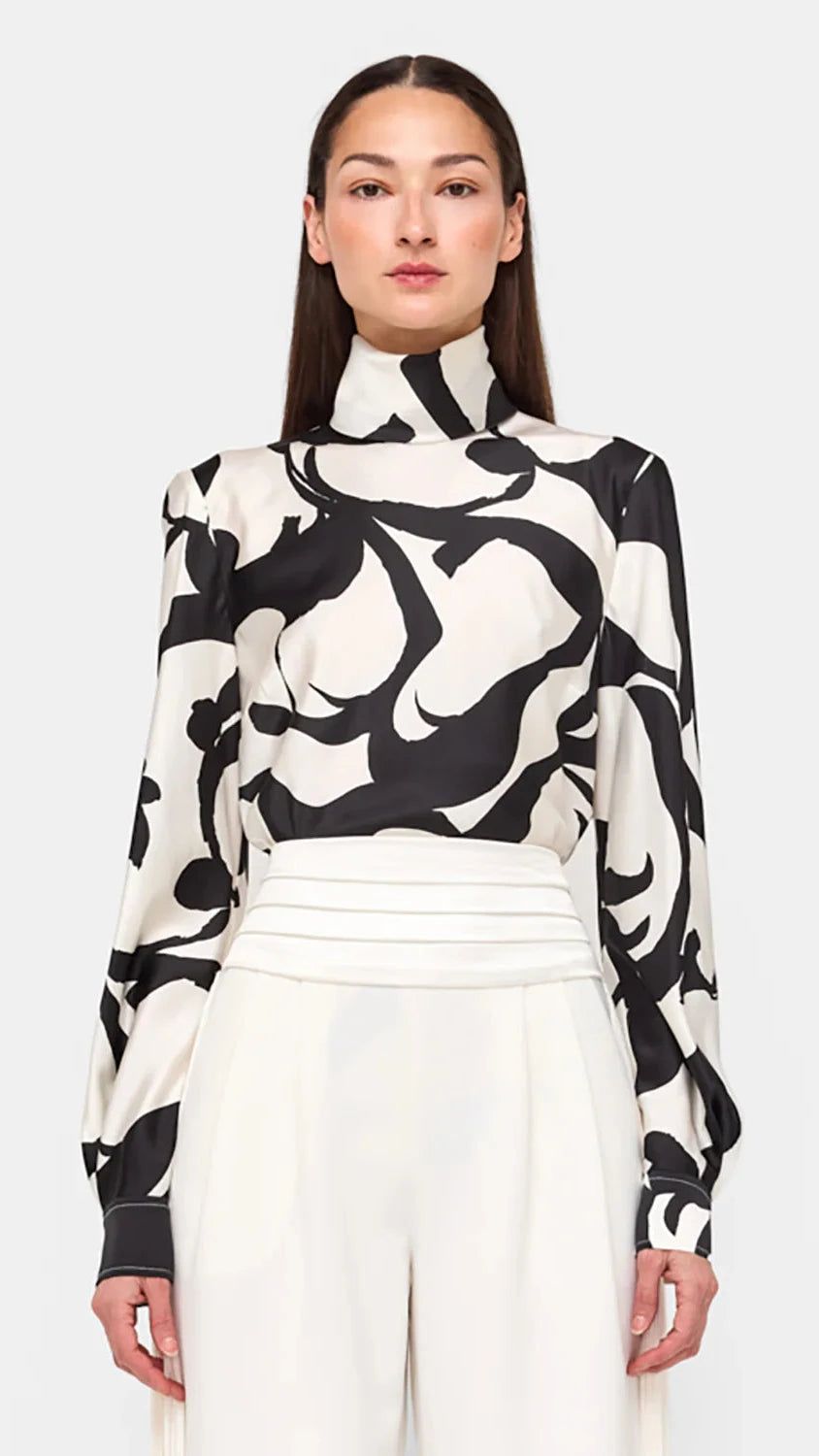 Ronny Kobo Enid Blouse in Black/Ivory