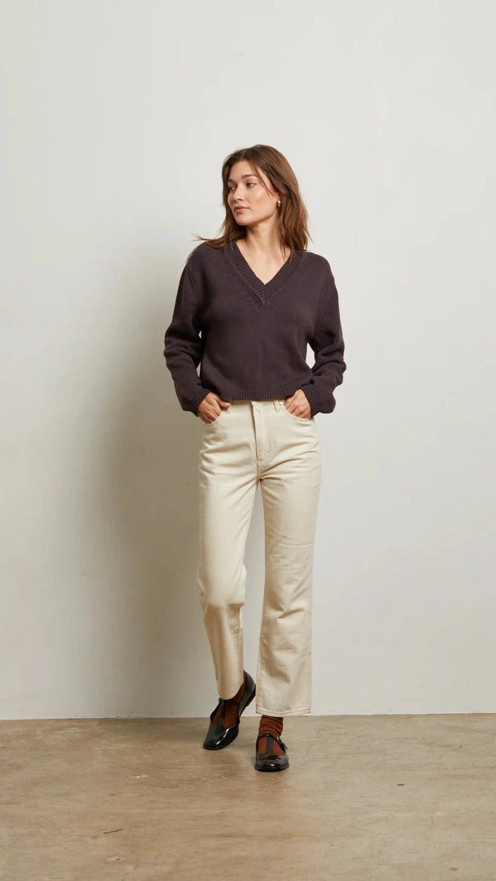 Perfect White Tee Addie Cotton Oversized Sweater in Cocoa