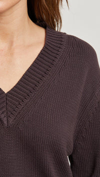 Perfect White Tee Addie Cotton Oversized Sweater in Cocoa