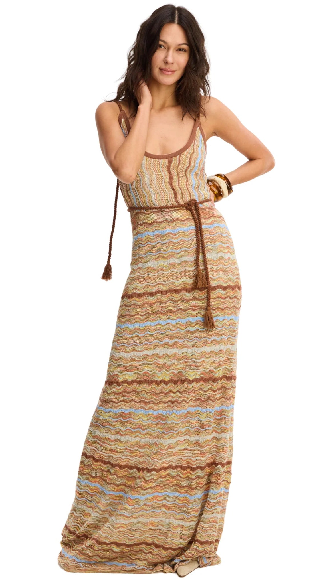 Allison New York Azari Knit Maxi Dress in Brown Zebra