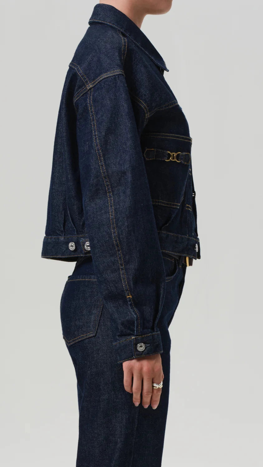 Citizens of Humanity Alma Denim Jacket with Horsebit in Helia