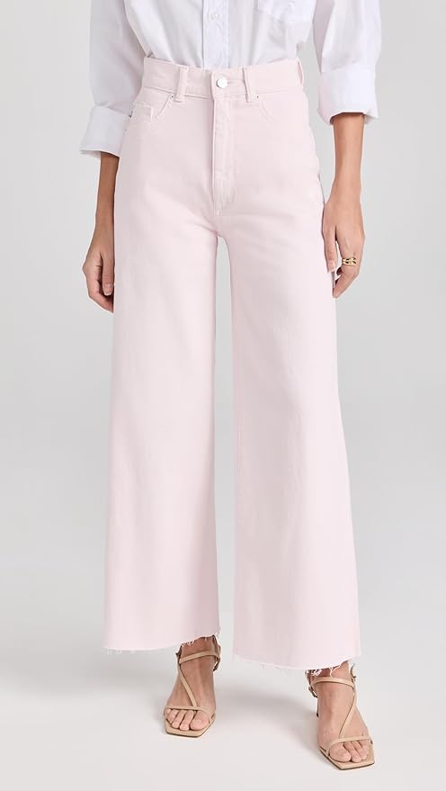 DL1961 Denim Hepburn High Rise Wide Leg in Rosewater