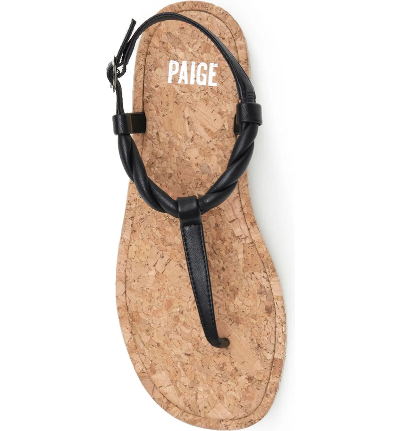 Paige Denim Dawn Twisted Strap Sandal in Black Leather