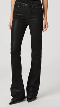 Paige Laurel Canyon High Rise Coated Bootcut 32" in Black Fog Luxe Coating