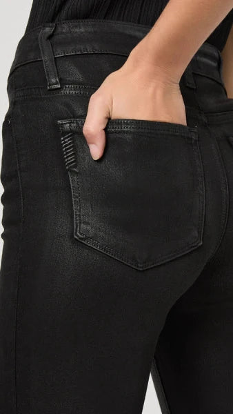 Paige Laurel Canyon High Rise Coated Bootcut 32" in Black Fog Luxe Coating