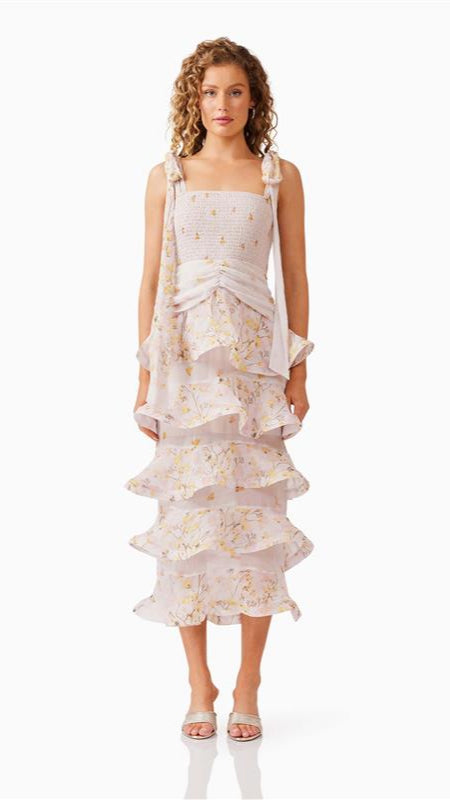 Elliatt Tulsia Ruffle Maxi Dress in Pink Multi