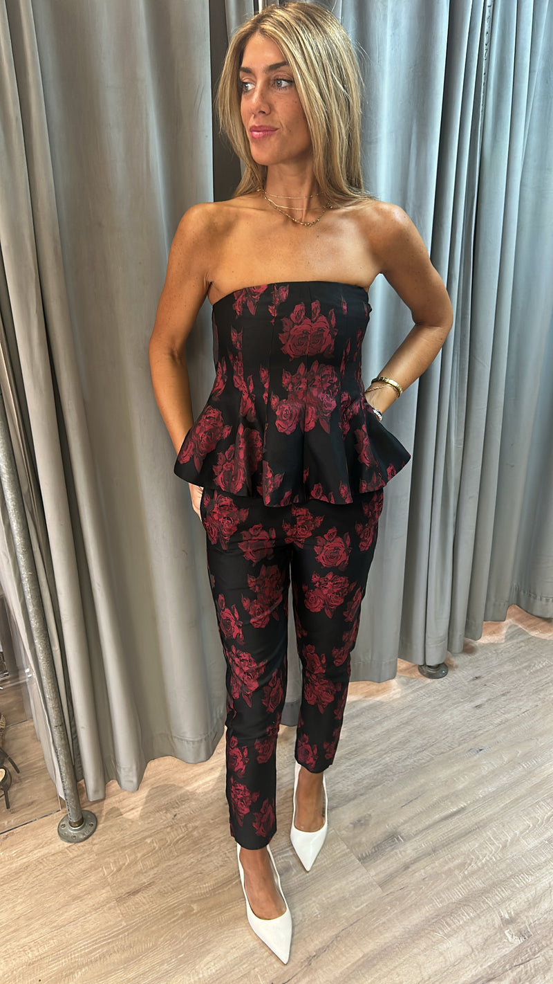 Misa Ria Brocade Pant in Midnight Rose