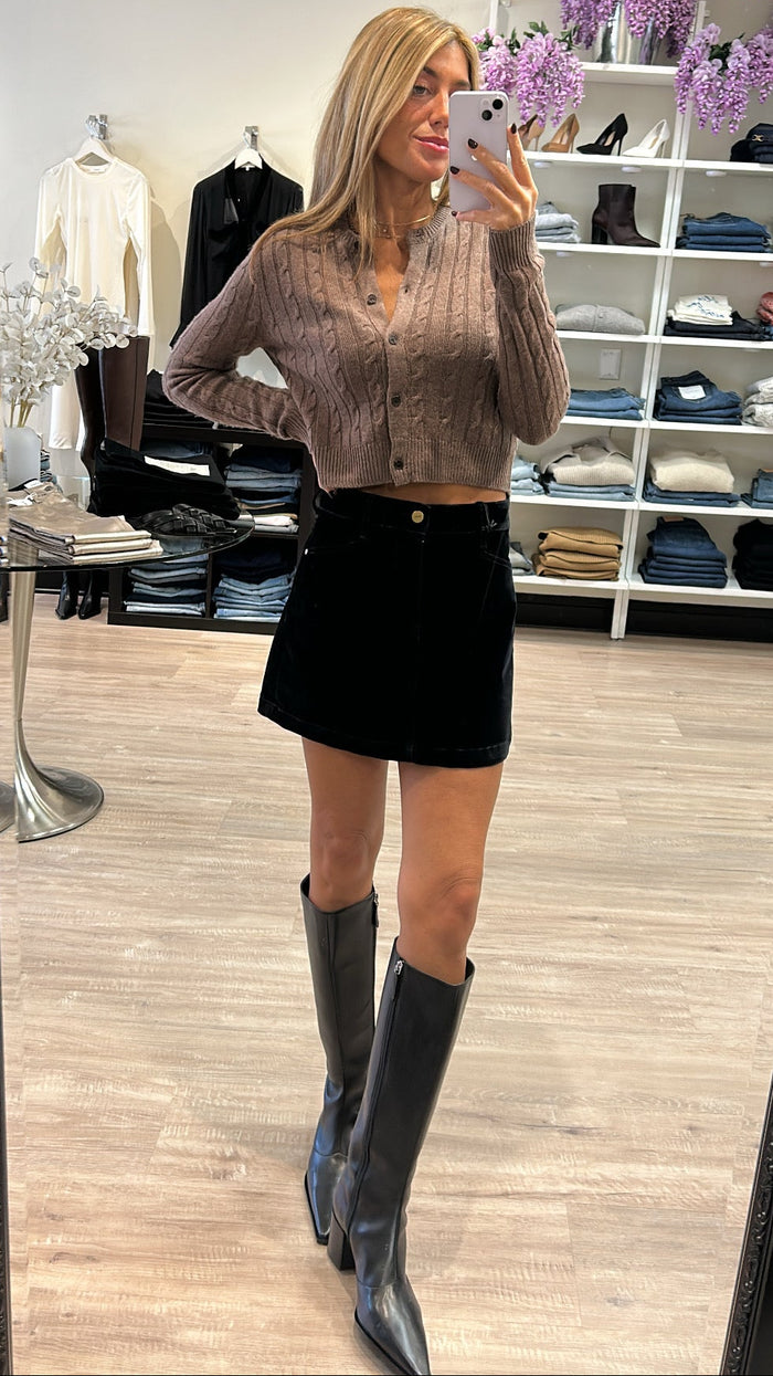 Paige Jannelle Velvet Mini Skirt in Onyx Rich Velvet