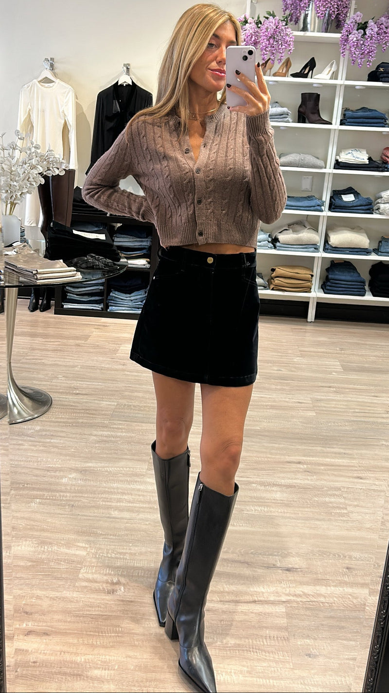 Paige Jannelle Velvet Mini Skirt in Onyx Rich Velvet