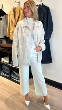 AGOLDE Pascale Long Sleeve Turtleneck in Oat Milk