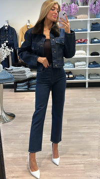 AGOLDE Walker Faux Fur Collar Denim Jacket in Rinse