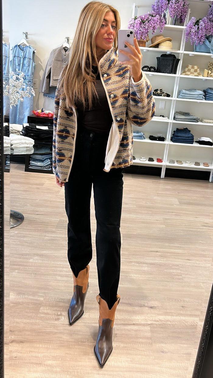 Heartloom Maria Teddy Bomber Jacket in Sand