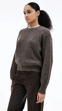 SLVRLAKE Florence Cinch Crew Sweater in Walnut