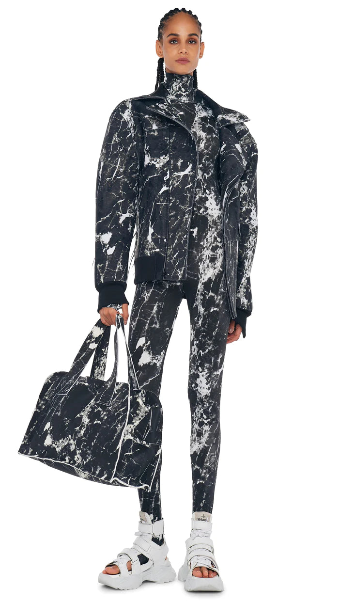 Norma Kamali Rectangle Bag in Black Marble