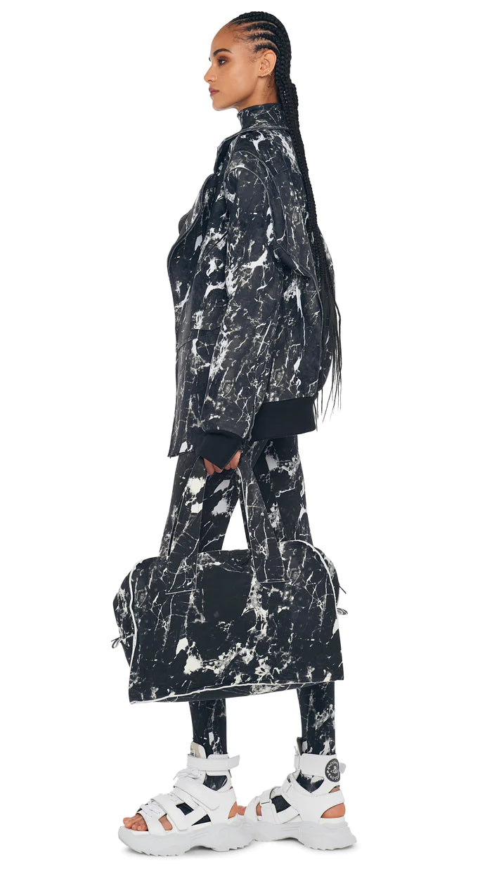 Norma Kamali Rectangle Bag in Black Marble