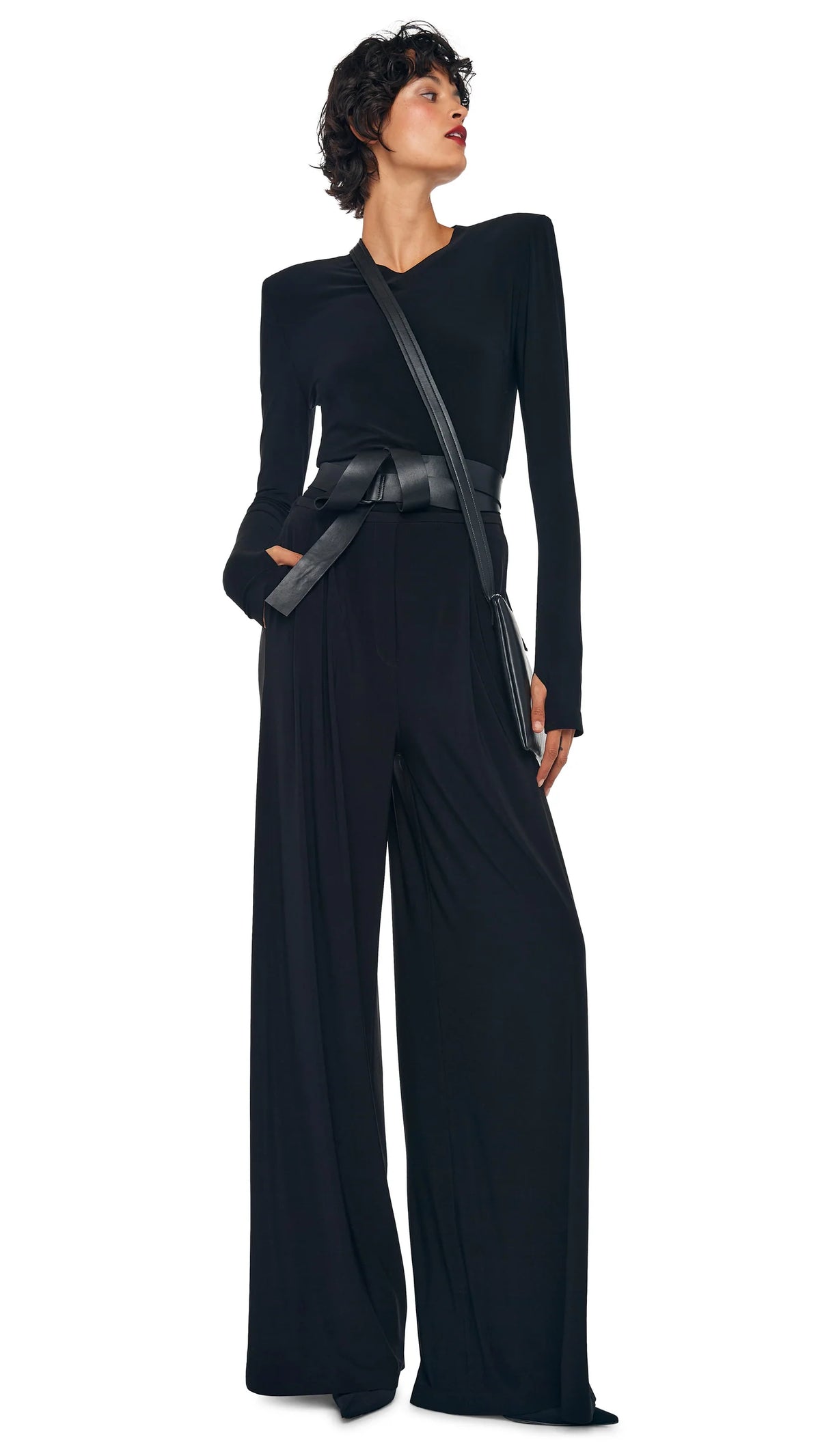 Norma Kamali Mens Pleat Pant in Black