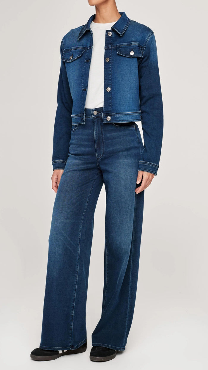 DL1961 Denim Hepburn Wide Leg High Rise 32" in Stream